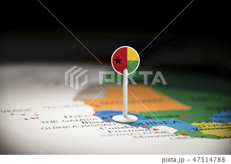 Guinea Bissau marked with a flag on the map Guinea Bissau marked with a flag on the map 47514788