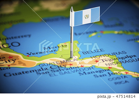 Guatemala marked with a flag on the map 47514814
