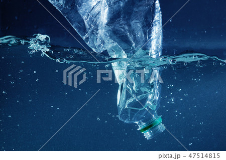 a Plastic water bottle pollution in ocean 47514815