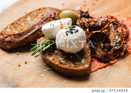 Labne cheese balls with brown bread,  47514839