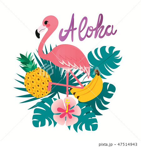 Aloha Flamingo Print Designのイラスト素材