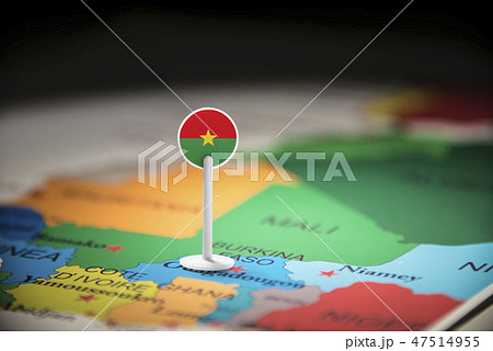 Burkina Faso marked with a flag on the map 47514955