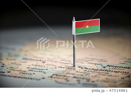 Burkina Faso marked with a flag on the map 47514961