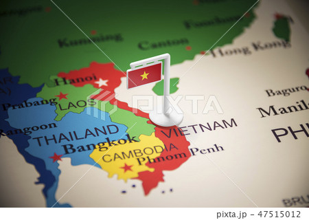 Vietnam marked with a flag on the map Vietnam marked with a flag on the map 47515012