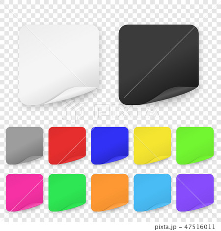 Vector Realistic 3d Square Adhesive Colored Blank Paper Sticker Icon Set Closeup Isolated on 47516011