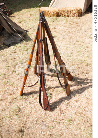 Rifles pyramids, First World War-era reenactment Rifles pyramids, First World War-era reenactment 47516329