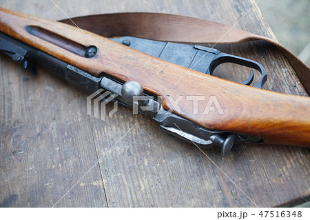 Rifles on wooden desk, First World War-era  Rifles on wooden desk, First World War-era  47516348