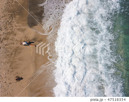 Aerial View From Flying Drone Of People Relaxing 47516354