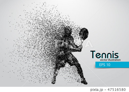 Silhouette of a tennis player from particles. 47516580