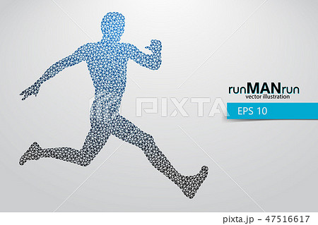 Silhouette of a running man from triangle. Silhouette of a running man from triangle. 47516617