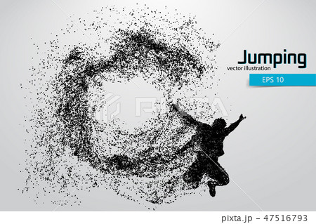 Silhouette of a jumping man from particles. Silhouette of a jumping man from particles. 47516793