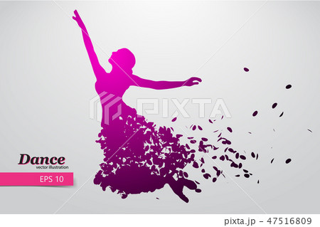 Silhouette of a dancing girl. Dancer woman. 47516809