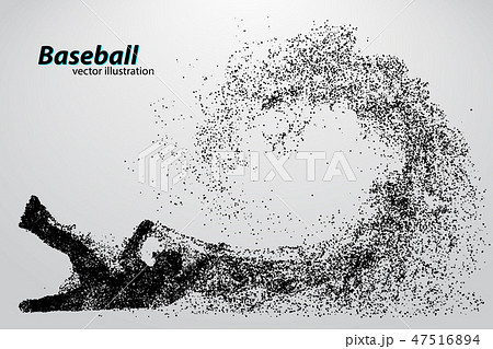 silhouette of a baseball player from particle. 47516894