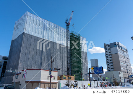 釧路市街の風景とマンションの工事現場 釧路市街の風景とマンションの工事現場 47517309