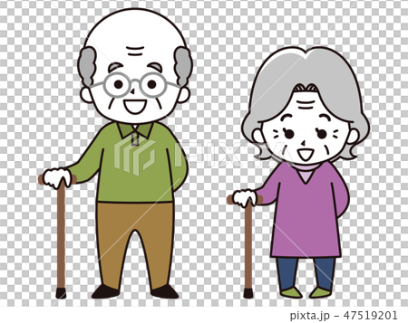 Elderly men and women with cane 47519201