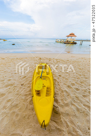 kayak boat on sea beach summer vacation concept 47522035