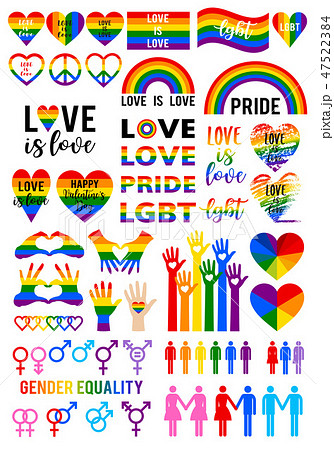 Love Is Love Rainbow Flag Lgbt Pride Vector Setのイラスト素材