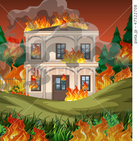 Fire destroy mansion background 47522708