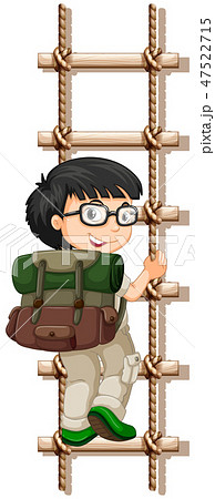 Camping boy climbing rope lader Camping boy climbing rope lader 47522715