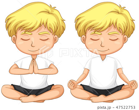 Young blond boy meditating Young blond boy meditating 47522753