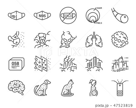 PM2.5 Air pollution line icon set 47523819