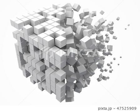 big cubic data block. made with smaller white cubes. 3d pixel style vector illustration. big cubic data block. made with smaller white cubes. 3d pixel style vector illustration. 47525909
