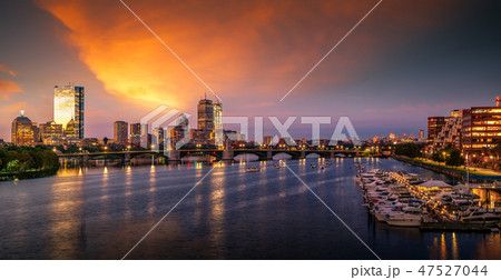 Bridge in Boston city with night and sunrise Bridge in Boston city with night and sunrise 47527044