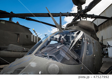 American military helicopter cabin at heliport 47527992