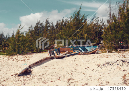 abandoned boat in sandy beach in madagascar abandoned boat in sandy beach in madagascar 47528450