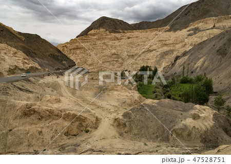 A landscape of moonland Lamayuru Monastery, Leh 47528751