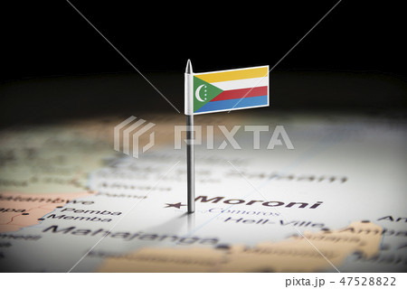 Comoros marked with a flag on the map 47528822