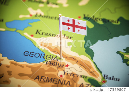 Georgia marked with a flag on the map 47529807