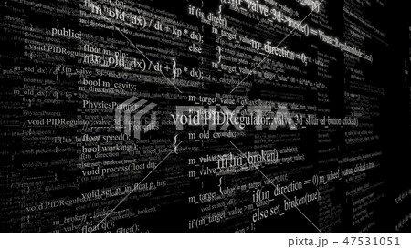 Software source code. Layers of program code on black background 47531051