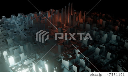 3d city with bright flashes on a dark background 3d city with bright flashes on a dark background 47531191