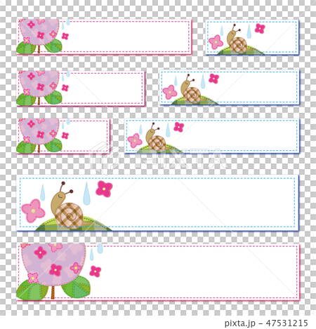 Hydrangea and snail frame label set Hydrangea and snail frame label set 47531215