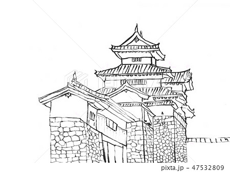 イラスト　白河小峰城　100名城 47532809