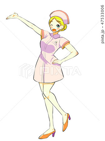 レゼ】ナース服 看護師 原画一点物 ファンアート 色紙 イラスト