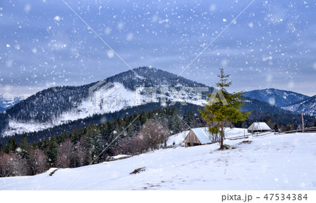 Beautiful mountain landscape. Winter landscape 47534384