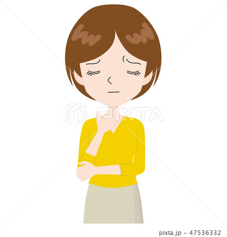 考え事をする女性のイラスト素材
