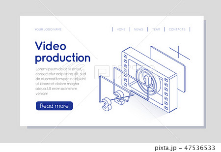 Film strip counter with countdown. Isometric vector illustration. Thin line style design. Can be 47536533