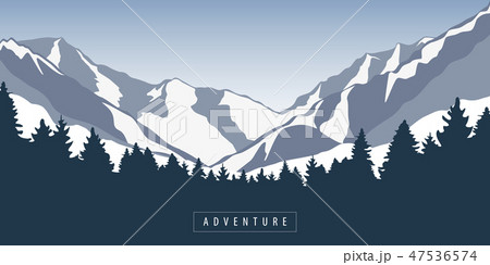 adventure in snowy mountain and forest nature landscape 47536574