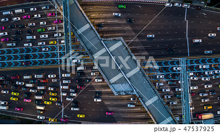 Gate for expressway fee payment, Aerial view Gate for expressway fee payment, Aerial view 47537925