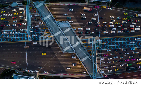 Gate for expressway fee payment, Aerial view Gate for expressway fee payment, Aerial view 47537927