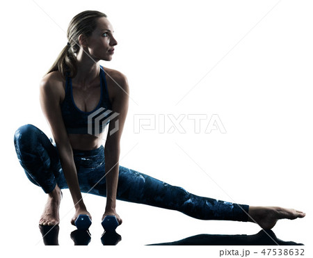 woman fitness weights excercises silhouette woman fitness weights excercises silhouette 47538632