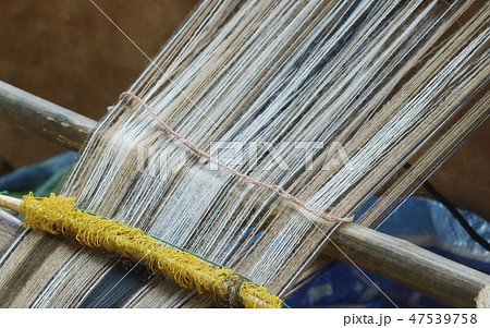 Vintage Manual Weaving Loom With Textile Work 47539758