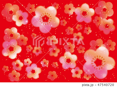 背景 和風梅の花模様 赤のイラスト素材