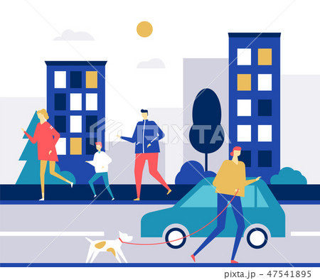 People running - flat design style colorful illustration People running - flat design style colorful illustration 47541895