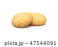 one side of two butter cookies on white background 47544091