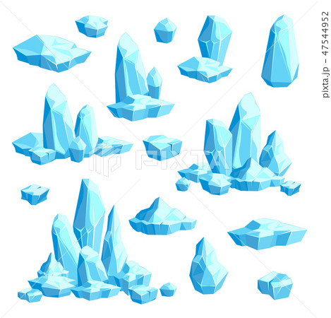 Set Of Pieces And Crystals Of Ice Icebergs For のイラスト素材