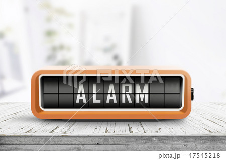 Retro alarm clock with a warning message Retro alarm clock with a warning message 47545218